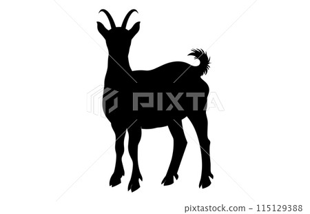Black Alpine Goat Silhouette, Alpine ibex silhouette illustration 115129388