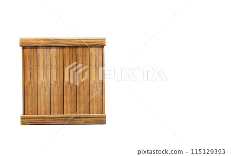Closed wooden box. Wooden crate, product box on white background. Closed wooden box. Wooden crate, product box on white background. 115129393