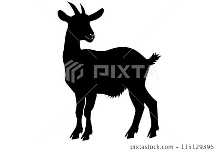 Black Alpine Goat Silhouette, Alpine ibex silhouette illustration 115129396