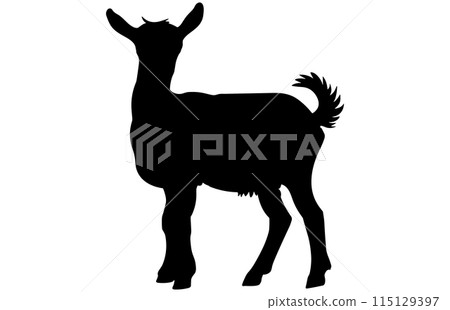 Black Alpine Goat Silhouette, Alpine ibex silhouette illustration Black Alpine Goat Silhouette, Alpine ibex silhouette illustration 115129397