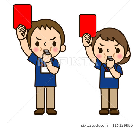 男性和女性護理人員舉起紅牌 115129990