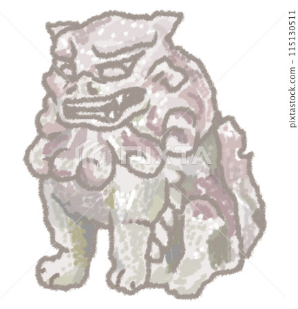 Illustration of the guardian lion of a shrine 115130511