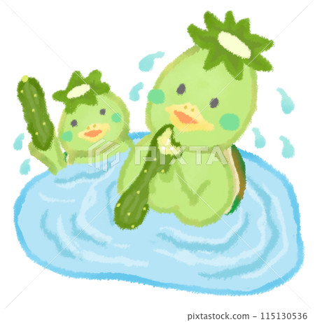 Kappas eating cucumbers 115130536