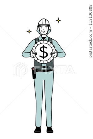 Image of exchange rate gains and strong dollar, senior female engineer in helmet and work clothes Image of exchange rate gains and strong dollar, senior female engineer in helmet and work clothes 115130808