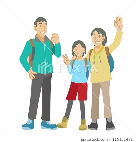 父母和孩子享受徒步旅行的插圖 115131451