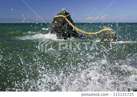 Ise Futami Meoto Iwa rocks being hit by the waves Ise Futami Meoto Iwa rocks being hit by the waves 115131725