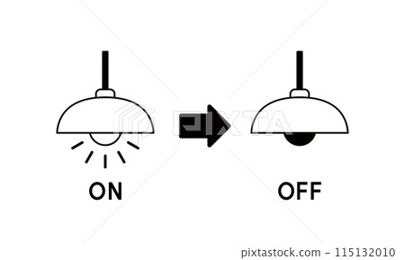 Turning a light bulb on and off - energy saving concept Turning a light bulb on and off - energy saving concept 115132010