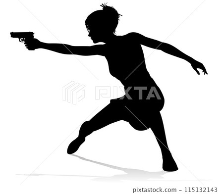Woman Gun Silhouette Detective Secret Agent Spy 115132143