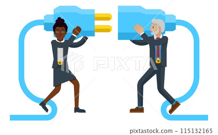 Connecting Electrical Plug Together People Concept 115132165