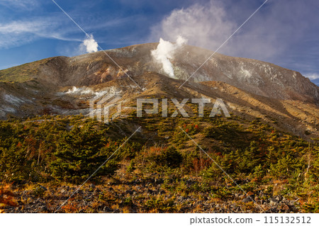 View of the Azuma Mountain Range, Issaikyo Mountain and autumn sky at dusk from Jododaira 115132512