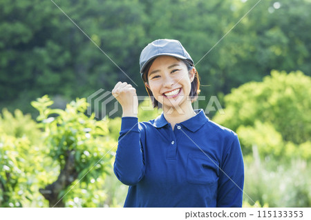 Woman working in the forest Woman working in the forest 115133353