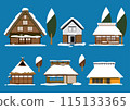 Gassho-style houses and old folk houses in winter 115133365