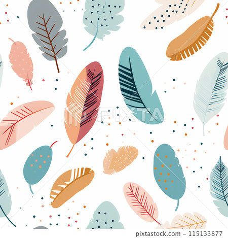 Minimalist Feather Print with Polka Dots 115133877