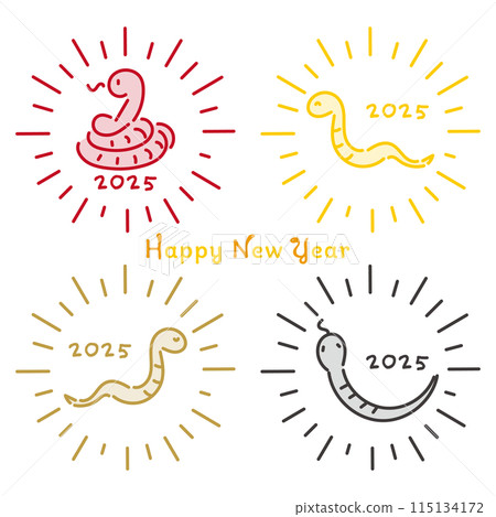 2025 Year of the Snake New Year's card Pop snake illustration and stylish frame 115134172
