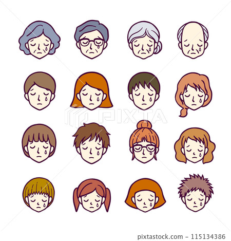 Set of sad people's faces (color) Set of sad people's faces (color) 115134386