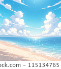 美麗的海灘，藍天和雷雨雲 115134765