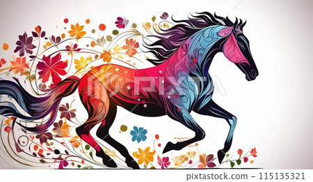 Colorful silhouette art of a horse Colorful silhouette art of a horse 115135321