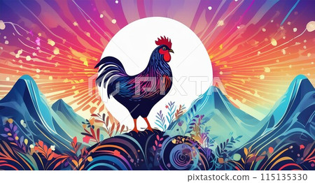 Chicken colorful silhouette art 115135330