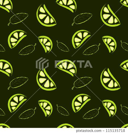 Seamless lime pattern with leaves Seamless lime pattern with leaves 115135718