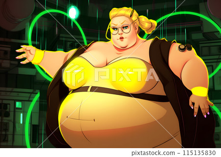 plus size woman of the future, synthwave style. Neural network AI generated art 115135830