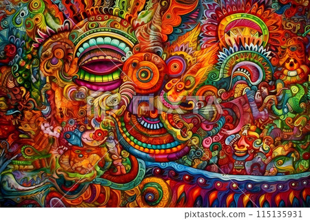 art of aztec mayan god. Neural network AI generated art 115135931