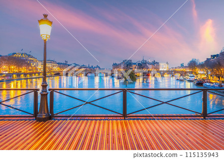 Pont des Arts bridge in Paris France and the River Seine Pont des Arts bridge in Paris France and the River Seine 115135943
