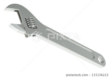 Adjustable wrench, closeup. 3D rendering 115136223