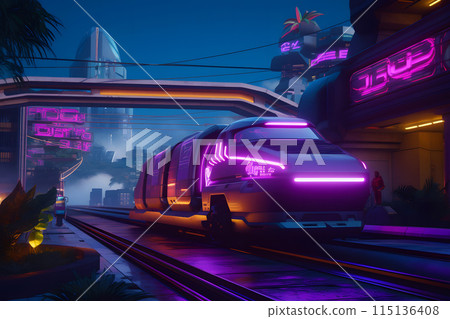 Metro future neon in synthwave style. Neural network AI generated art 115136408