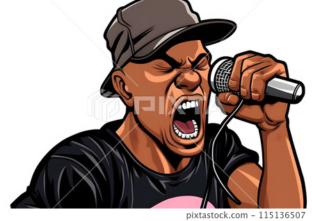 Cartoon style guy rapper. Neural network AI generated art 115136507