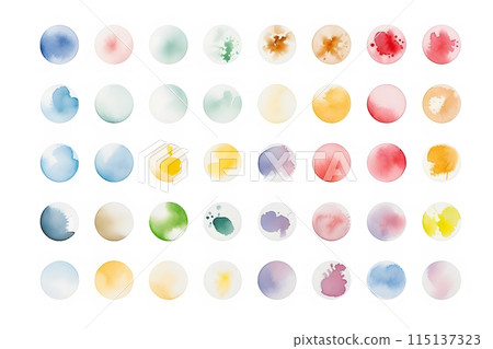 Set of watercolor colorful planets isolated on white background. Neural network AI generated art 115137323