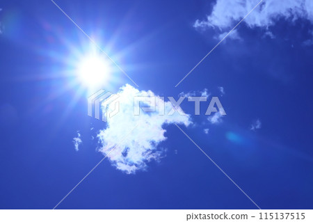 Blue sky with sun and clouds (background material) 115137515