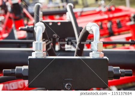 Part of industrial hydraulic or pneumatic machine. Hydraulic mechanism. Technology Part of industrial hydraulic or pneumatic machine. Hydraulic mechanism. Technology 115137684