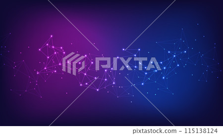 Abstract technology background with connecting the dots and lines. Global network connection, internet technology and digital communication concept. Vector illustration 115138124