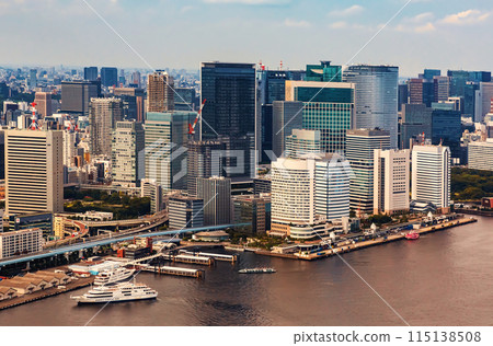 Aerial view of Odaiba Harbor in Tokyo, Japan Aerial view of Odaiba Harbor in Tokyo, Japan 115138508
