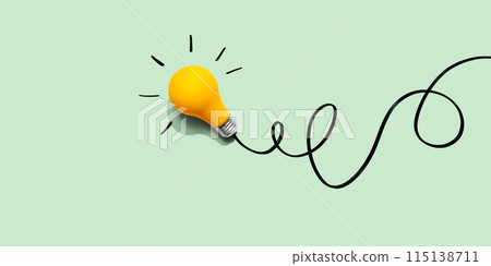 Brainstorming concept with a yellow light bulb 115138711