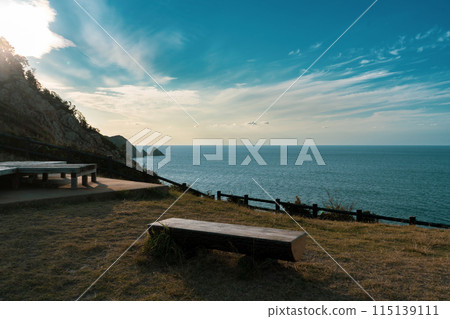 A view of the observation deck at Yakatame Park on Nakadori Island in the Goto Islands in Nagasaki Prefecture 115139111