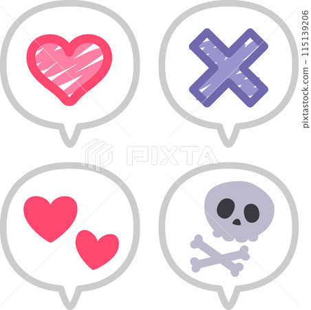 Illustration set of speech bubbles expressing likes and dislikes 115139206