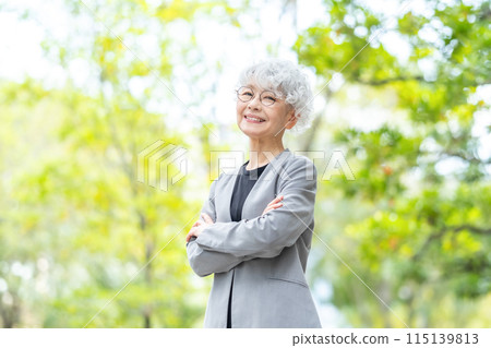Senior woman business fresh greenery Senior woman business fresh greenery 115139813