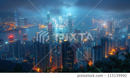 城市摩天大樓夜間景觀 115139992