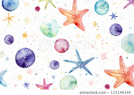 Watercolor Sea Stars and Shells Mosaic 115140140