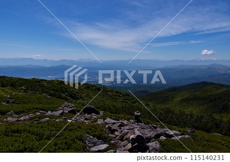 從八岳連峰的山巒展望台眺望從北阿爾卑斯到中央阿爾卑斯的風景 115140231