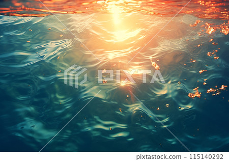 The sun shines brightly over the water 115140292