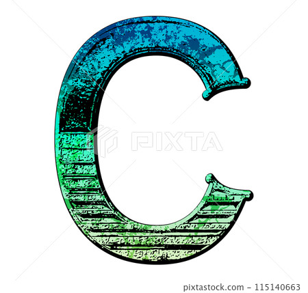 Decorative grunge letter. Custom font. 115140663