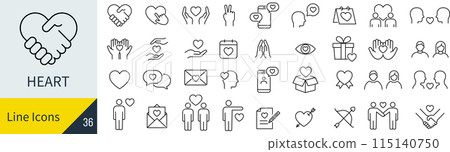 Heart icon set 115140750