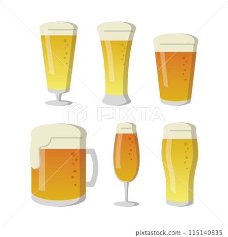 Various types of beer glasses line illustration set 115140835