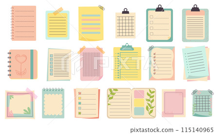 Set of planners, note paper templates. Cute memo template collection. Set of planners, note paper templates. Cute memo template collection. 115140965