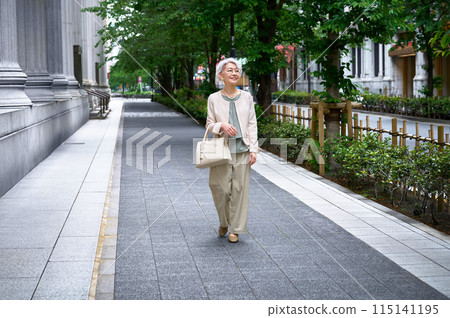 老婦人拎著包出門 115141195