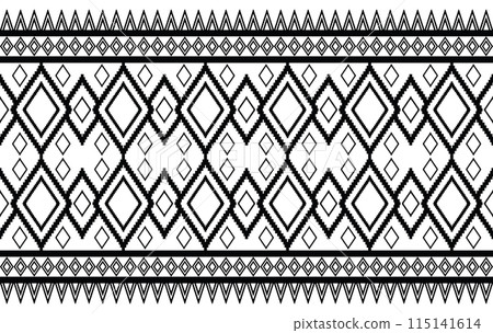Geometric ethnic seamless pattern black and white. traditional ethnic oriental style vector pattern, Designed for background ,wallpaper ,carpet ,clothing ,weaving ,printed pattern ,fabric ,embroidery 115141614