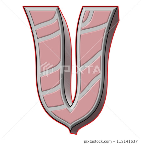 3D rendered illustration. Decorative art letter. Custom font. 115141637