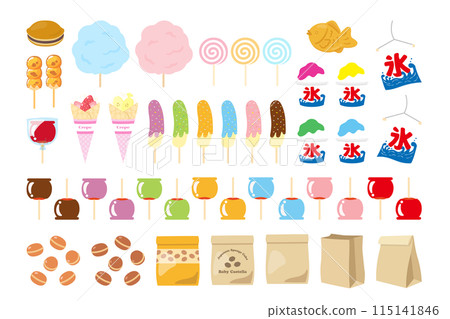 Cute street food sweets illustration set 115141846
